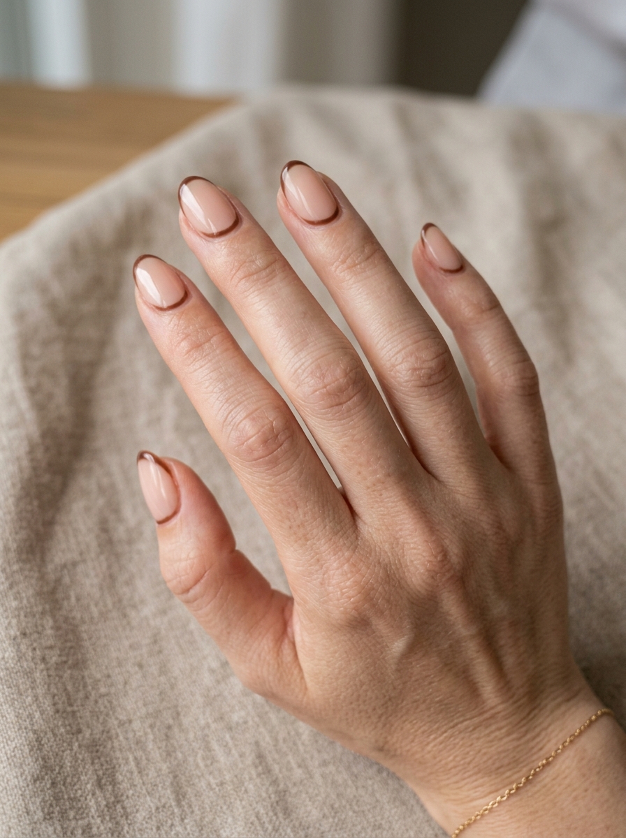 Reverse Brown French Nails als Brown French Nägel Inspiration 2026